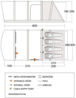 Vango Aether Air 450XL Opblaasbare Tent - 4 Persoons 11 Vango Aether Air 450XL Opblaasbare Tent - 4 Persoons -Buiten Kamperen 1900 1514 aether air 450xl floorplan 01