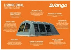 Vango Lismore 600XL Tunneltent - 5 Persoons - Groen -Buiten Kamperen 1900 1783 lismore 600xl package 2