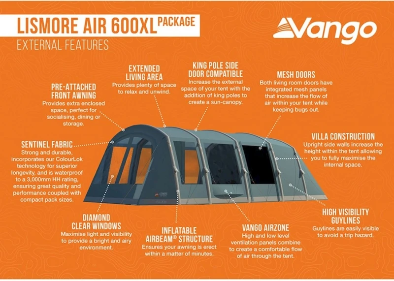 Vango Lismore Air 600XL Opblaasbare Tunneltent - 5 Persoons - Groen 16 Vango Lismore Air 600XL Opblaasbare Tunneltent - 5 Persoons - Groen - Image 14