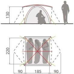 Vaude Campo Grande Koepeltent - 3-4 Persoons - Groen -Buiten Kamperen 1900 1883 14225 g 5