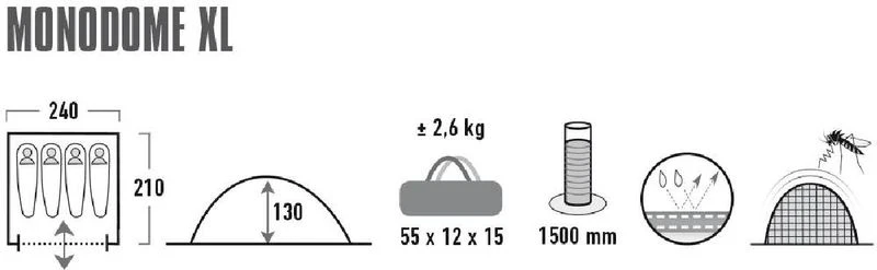 High Peak Monodome XL Koepeltent - 4 Persoons - Pearl 5 High Peak Monodome XL Koepeltent - 4 Persoons - Pearl - Image 3